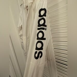 Adidas White Windbreaker with Sleeve Logo Size M